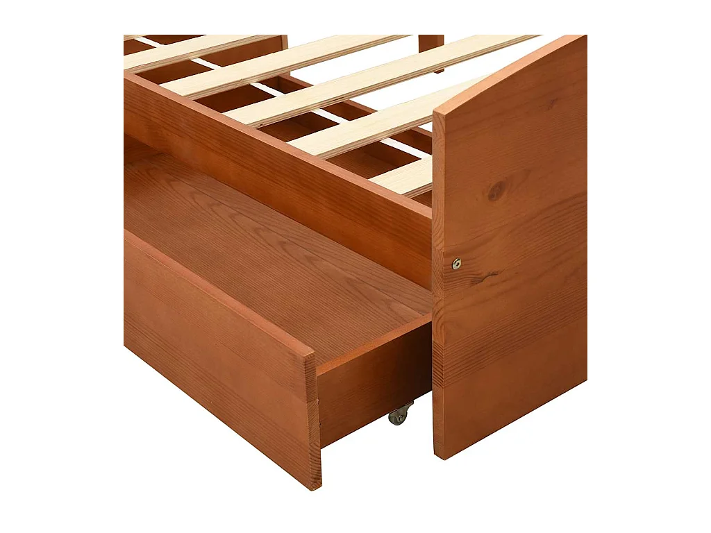 Struttura letto con 2 cassetti in legno di pino color miele 90x200 cm
