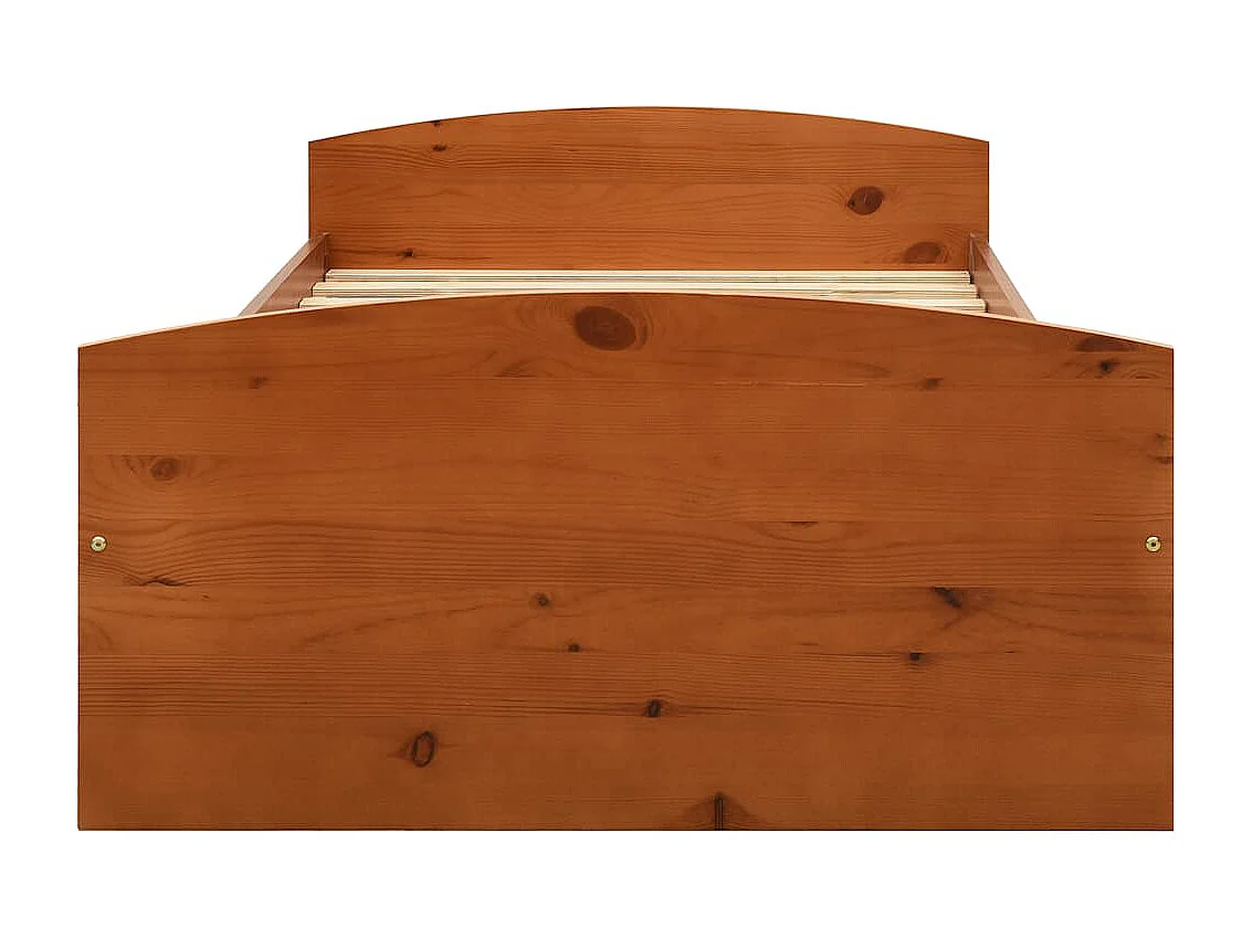 Cadre de lit avec 2 tiroirs marron miel bois de pin 90x200 cm