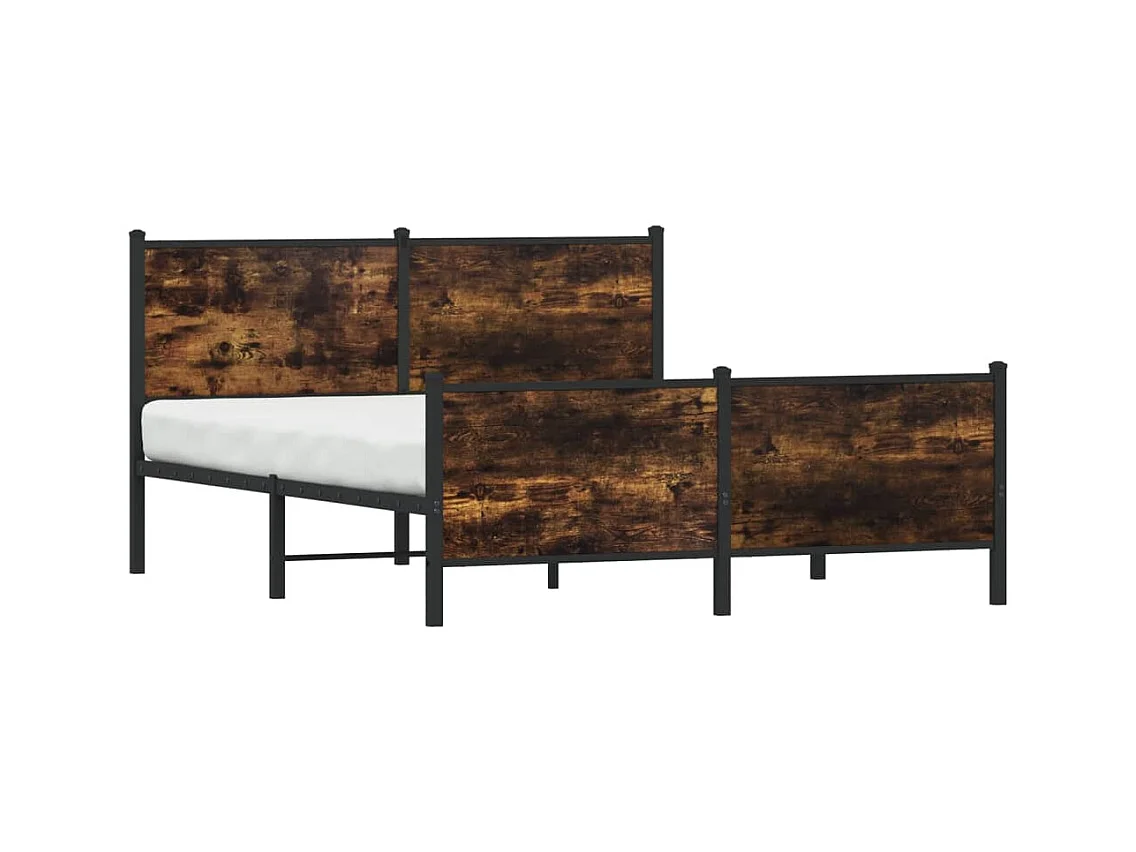 Metallbettgestell ohne Matratze Eiche geräuchert 160x200 cm