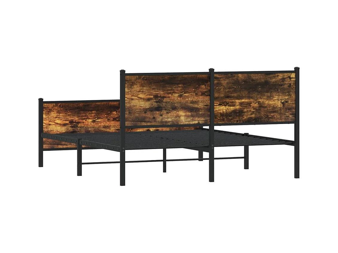 Metalen bedframe zonder matras gerookt eiken 160x200 cm