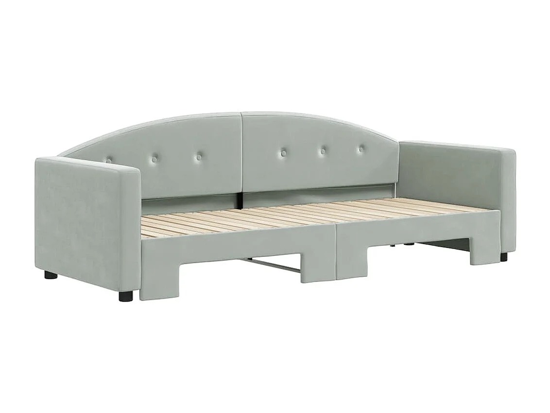 Lit de jour avec gigogne sans matelas gris clair 80x200 cm