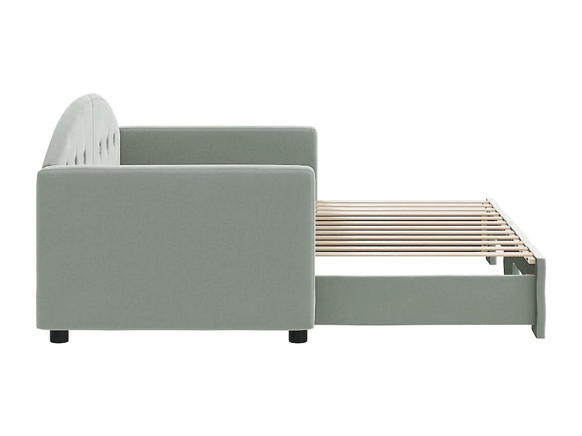 Lit de jour avec gigogne sans matelas gris clair 80x200 cm