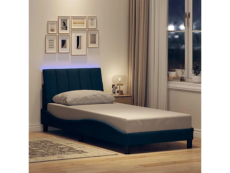 Bedframe zonder matras blauw 90x200 cm stof