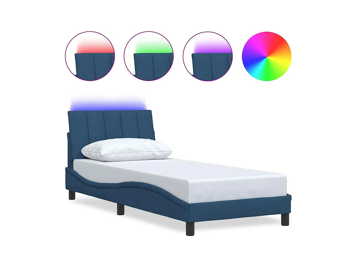 Bedframe zonder matras blauw 90x200 cm stof