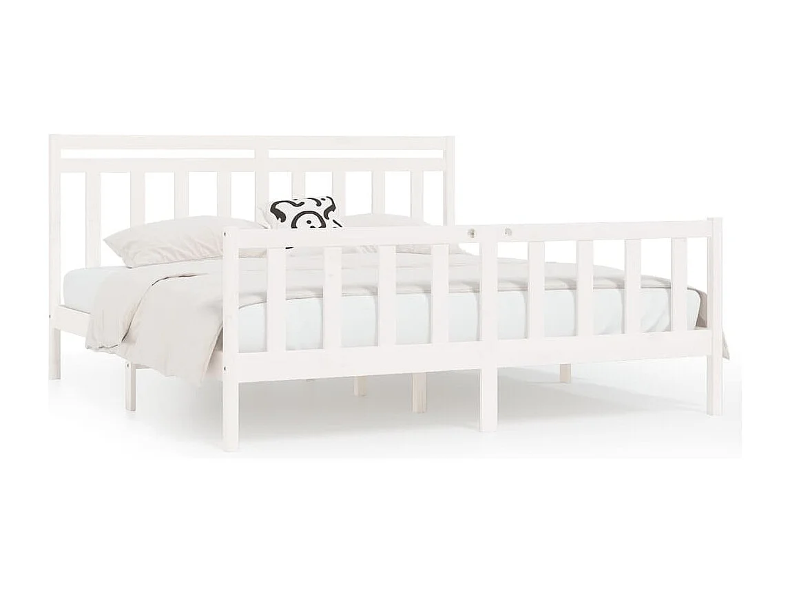 Bedframe zonder matras wit massief grenenhout 200x200 cm