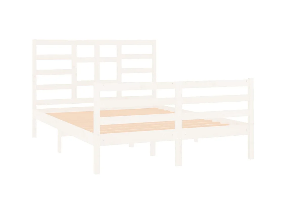 Estructura de cama sin colchón de madera maciza blanca 120x190 cm
