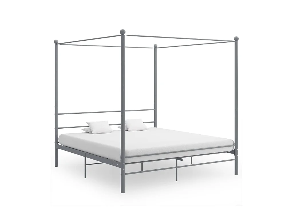 Struttura letto a baldacchino senza materasso in metallo grigio 200x200 cm