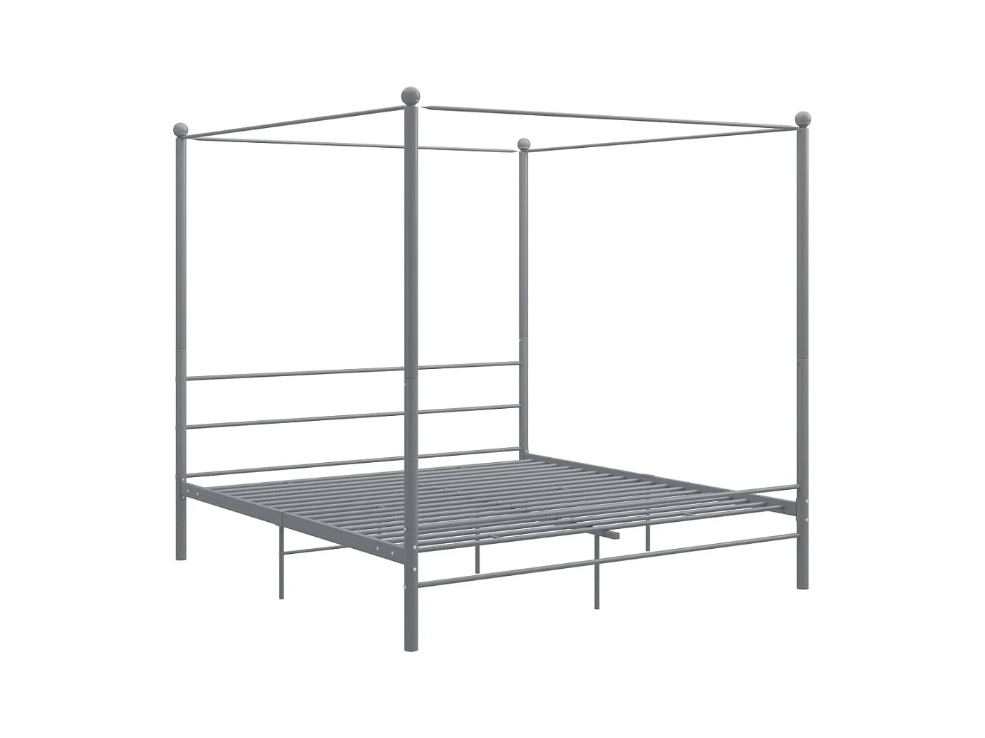 Struttura letto a baldacchino senza materasso in metallo grigio 200x200 cm