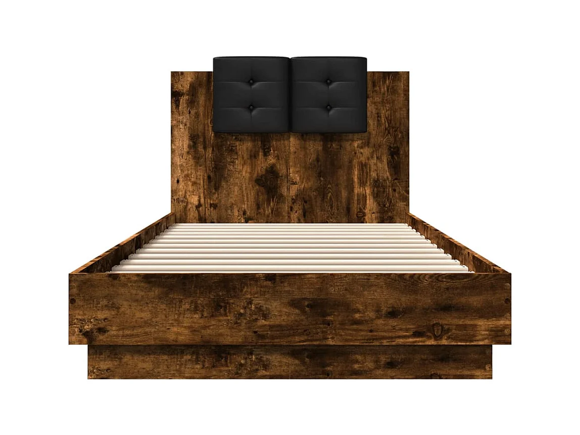 Cadre de lit avec LED sans matelas chêne fumé 90x200 cm