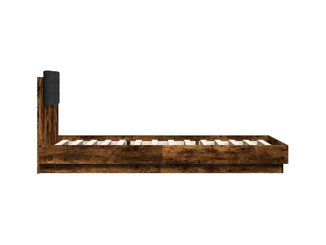 Cadre de lit avec LED sans matelas chêne fumé 90x200 cm