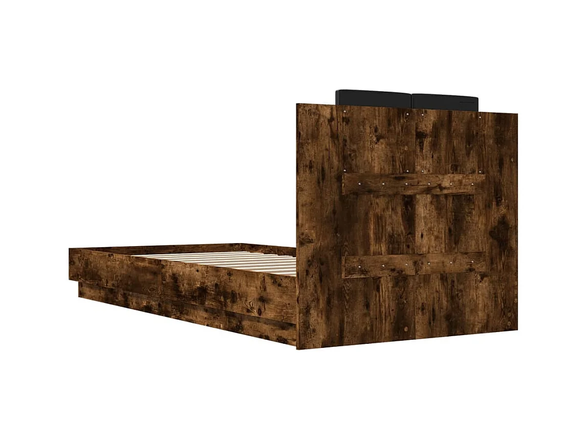 Cadre de lit avec LED sans matelas chêne fumé 90x200 cm