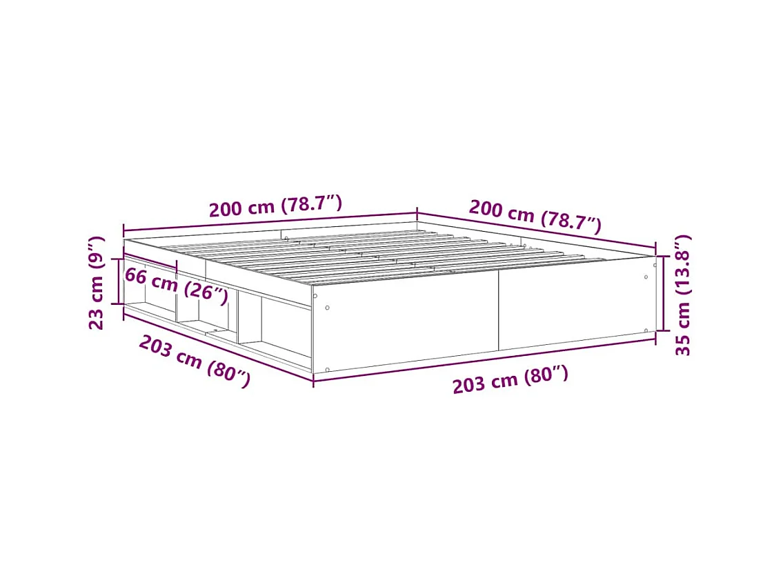 Bedframe zonder matras oud hout 200x200 cm bewerkt hout