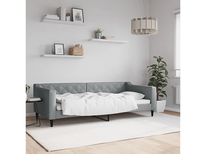 Lit de repos sans matelas gris clair 90x200 cm tissu