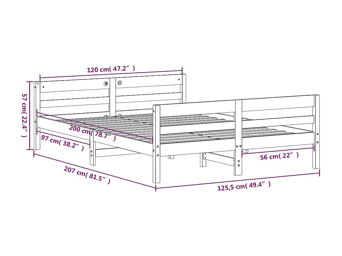 Bedframe zonder matras wit 120x200 cm massief grenenhout