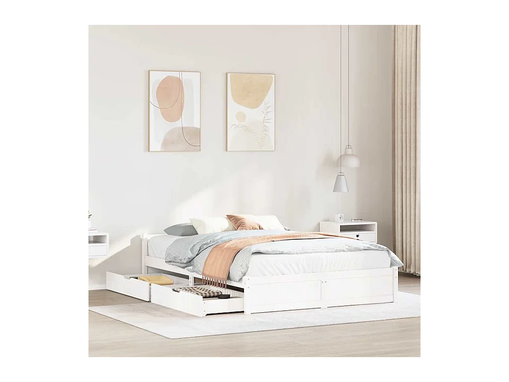 Bedframe zonder matras wit 140x200 cm massief grenenhout