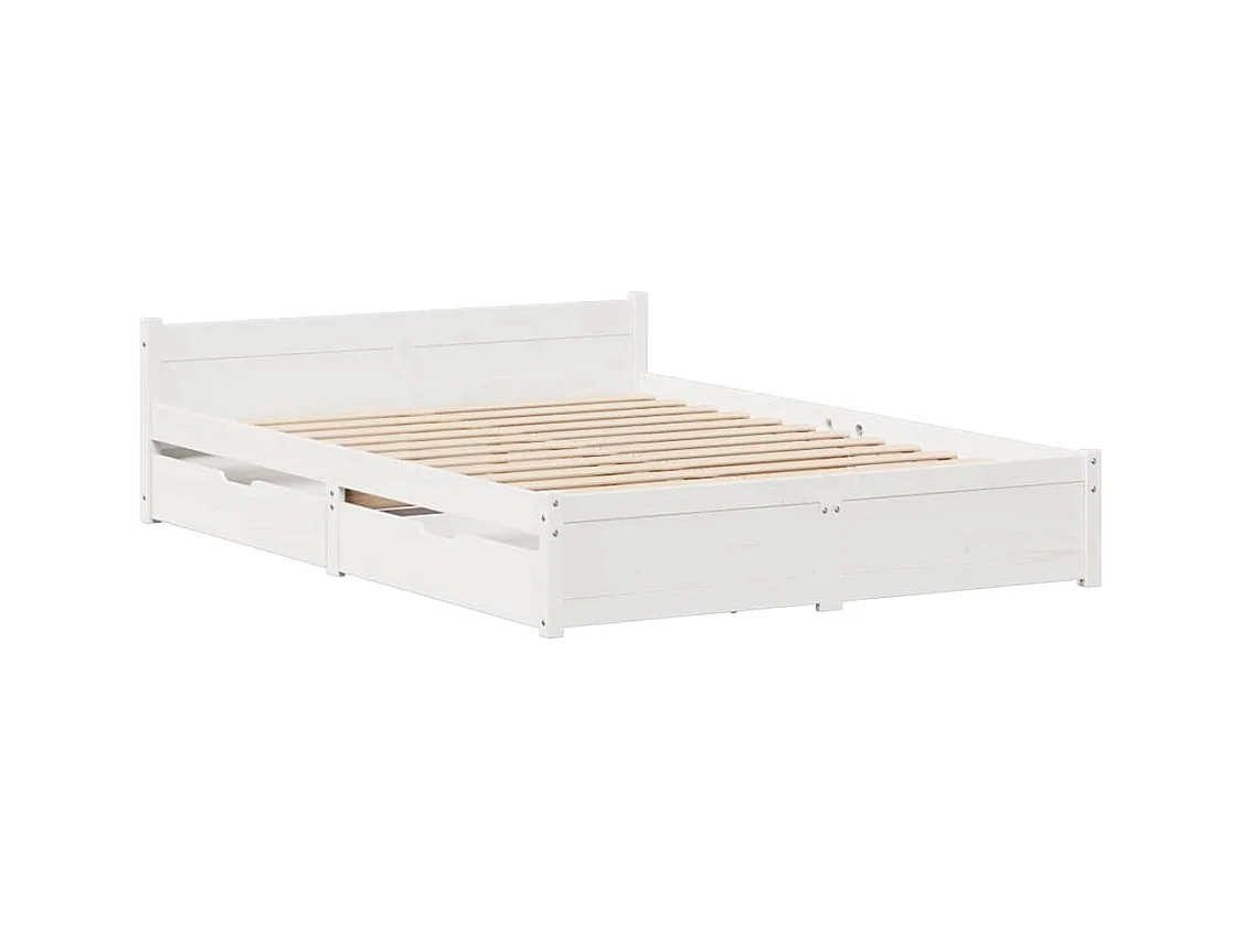 Bedframe zonder matras wit 140x200 cm massief grenenhout