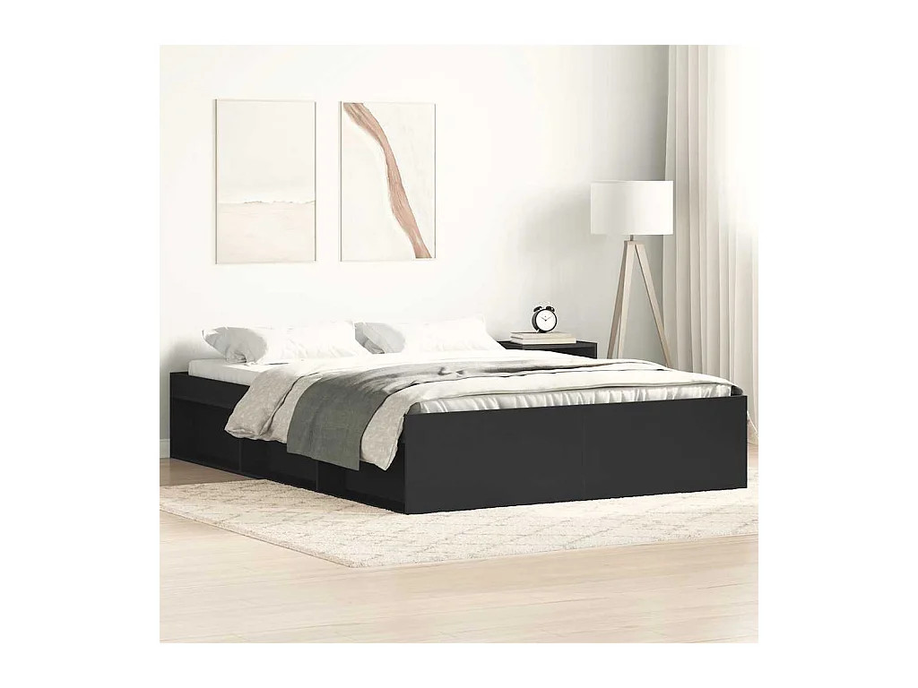 Cadre de lit sans matelas noir 120x200 cm