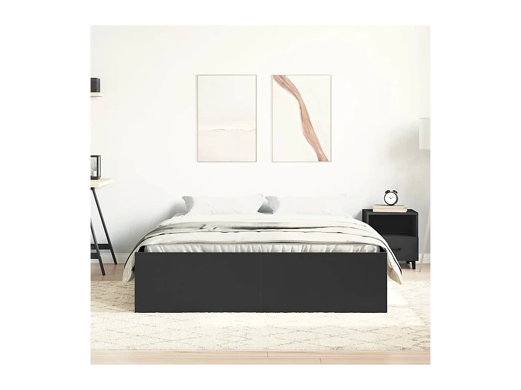 Cadre de lit sans matelas noir 120x200 cm