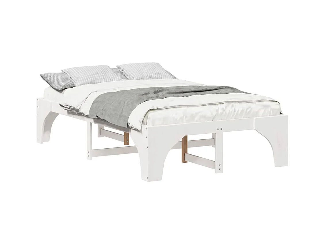 Verhoogd bedframe Wit 140 x 190 cm Massief grenenhout