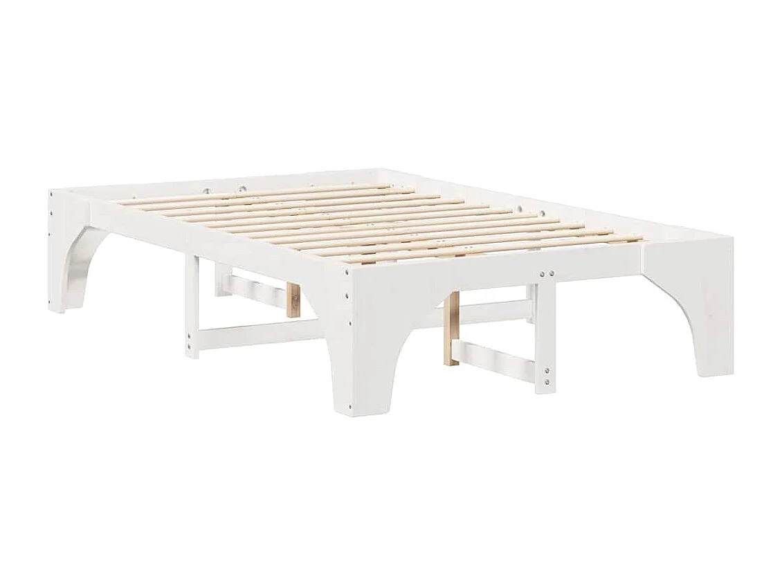 Verhoogd bedframe Wit 140 x 190 cm Massief grenenhout