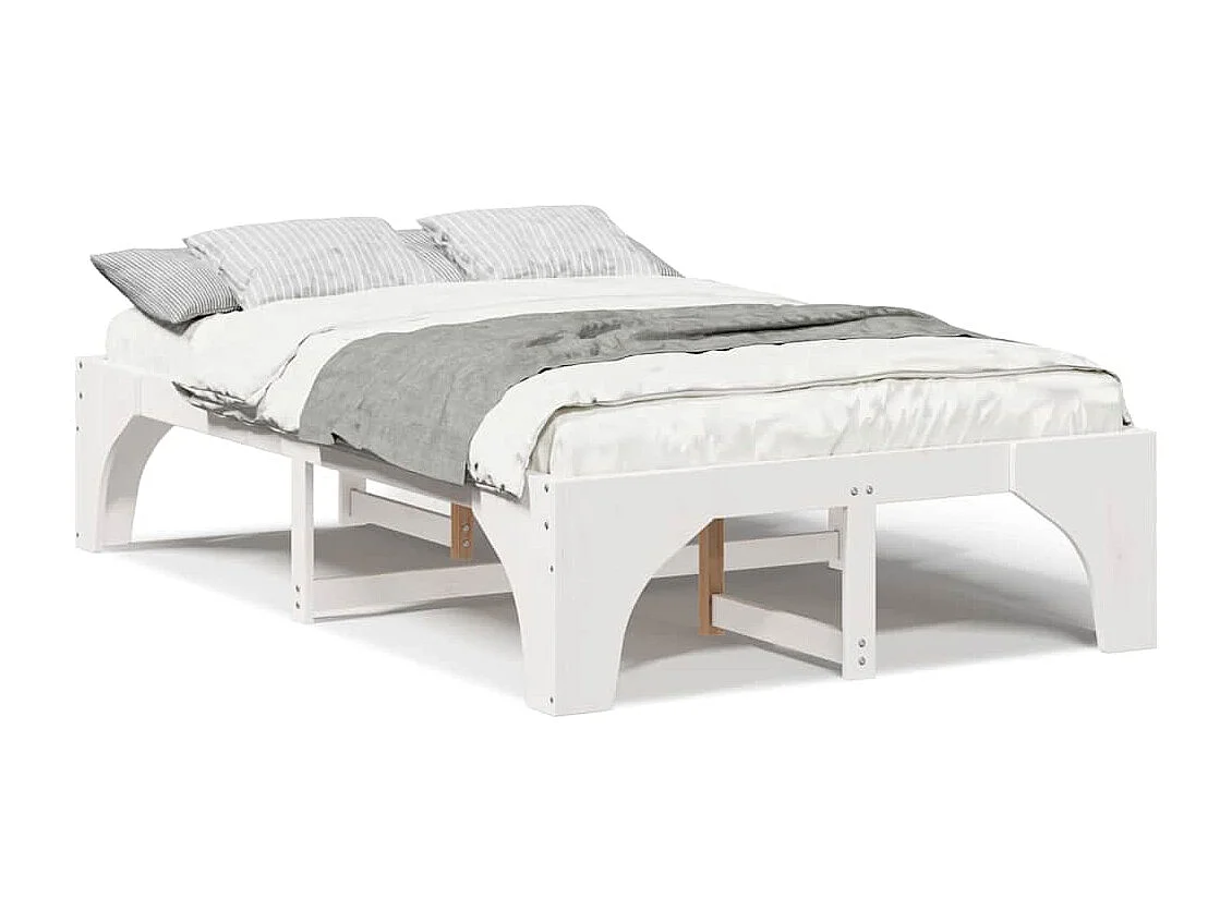 Verhoogd bedframe Wit 140 x 190 cm Massief grenenhout