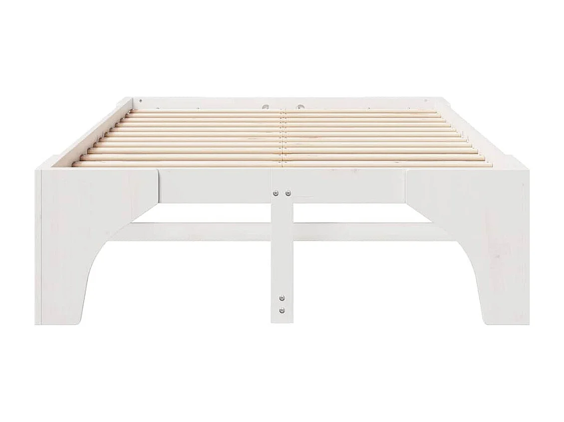 Verhoogd bedframe Wit 140 x 190 cm Massief grenenhout