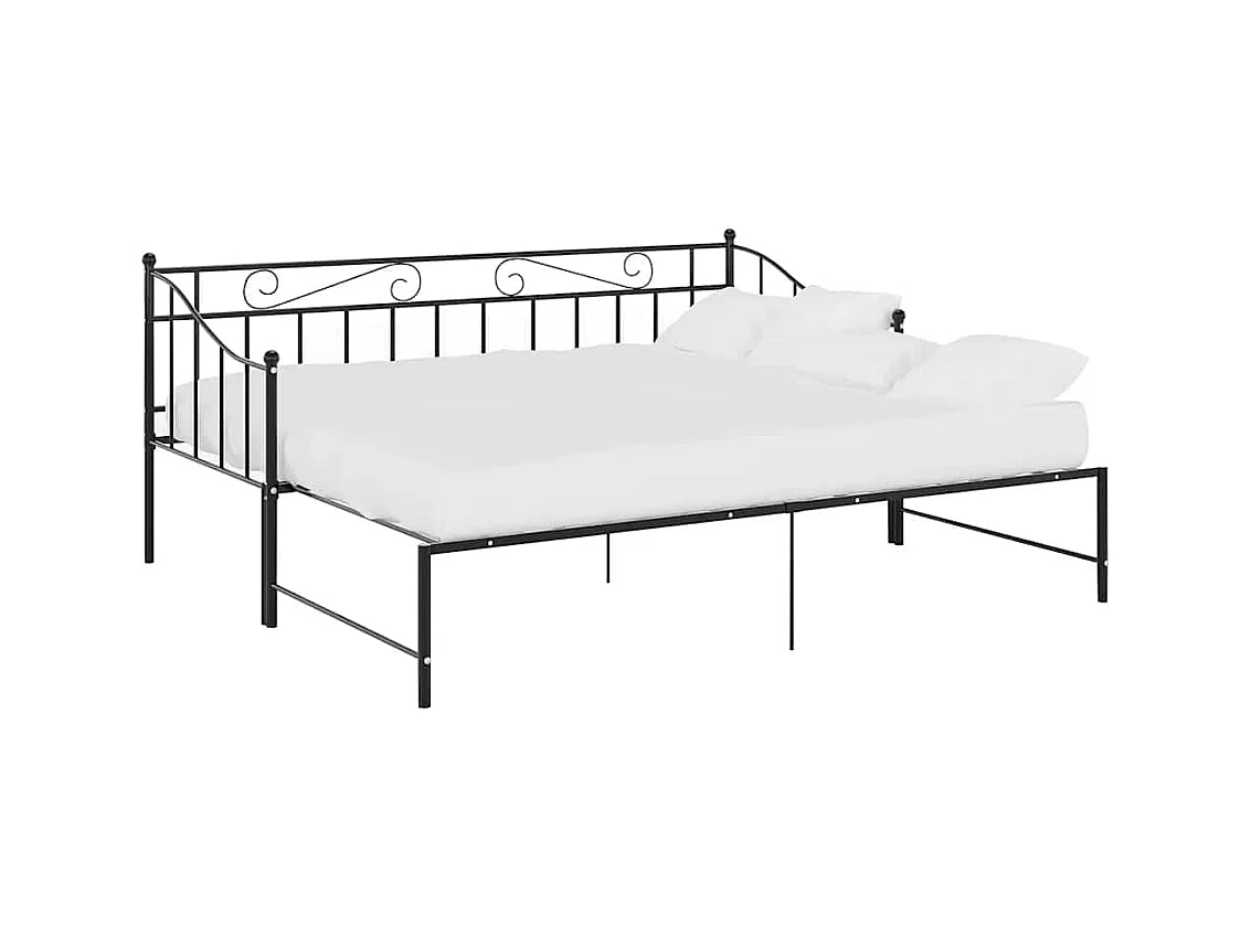 Divano letto estensibile senza materasso in metallo nero 90x200cm