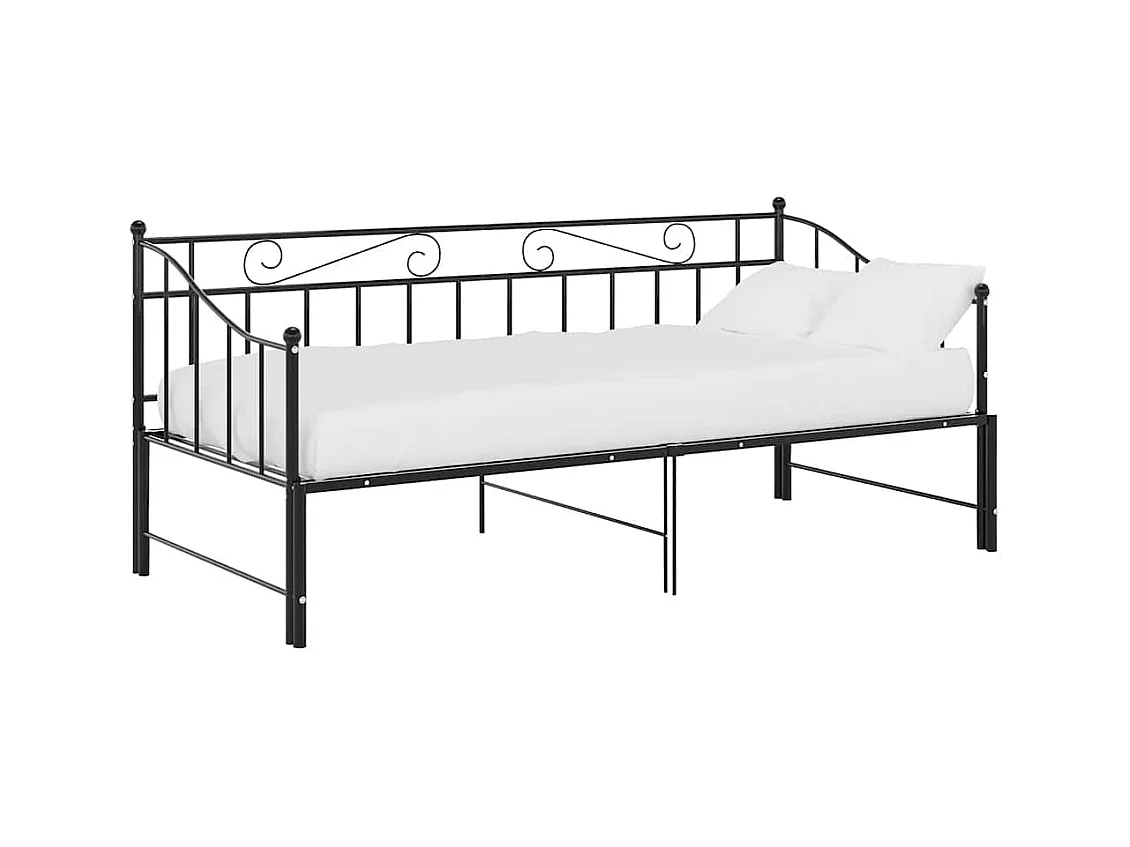 Divano letto estensibile senza materasso in metallo nero 90x200cm