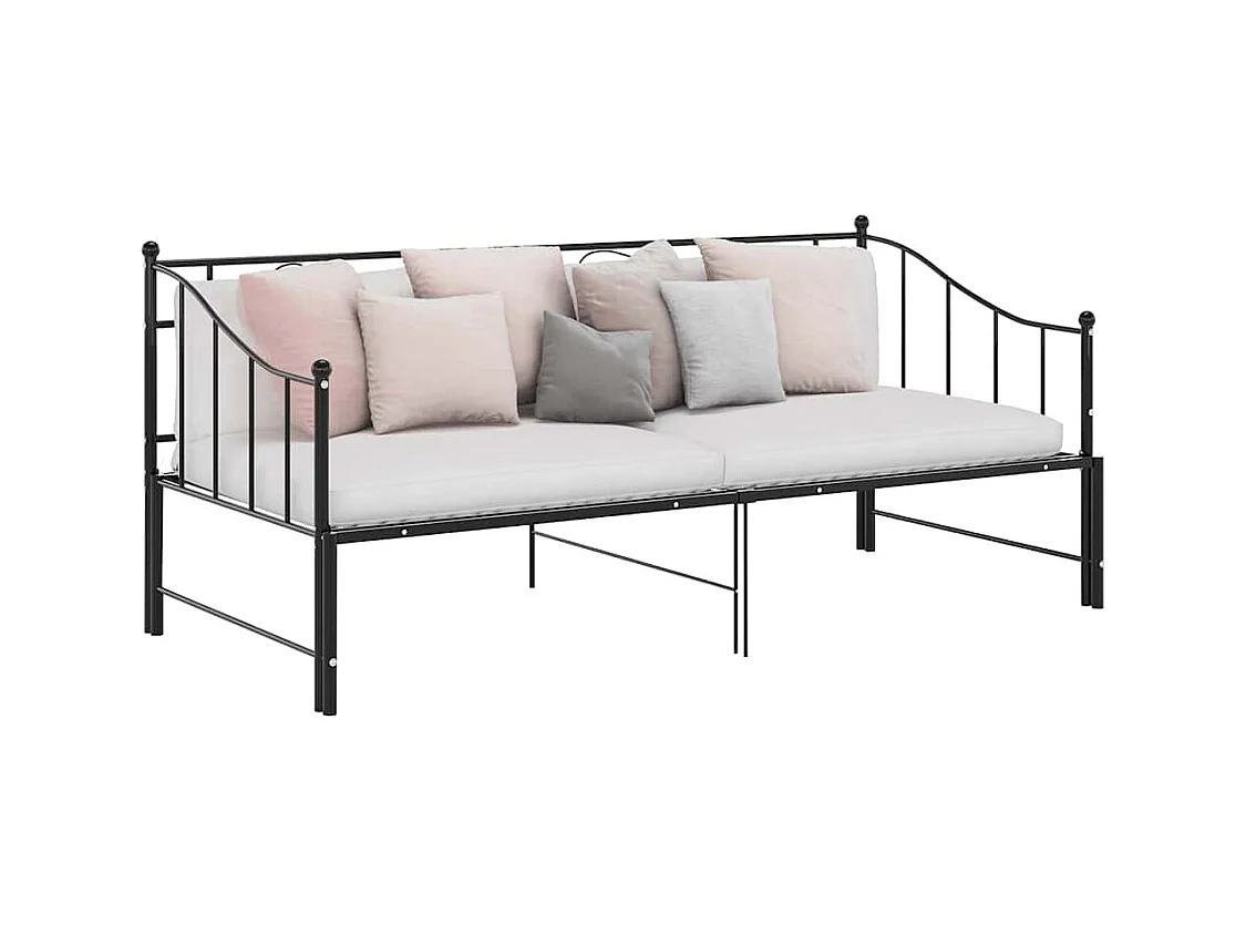 Estructura de sofá cama extensible sin colchón de metal negro 90x200cm