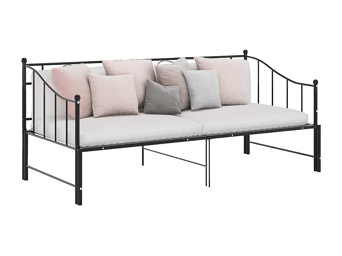 Divano letto estensibile senza materasso in metallo nero 90x200cm