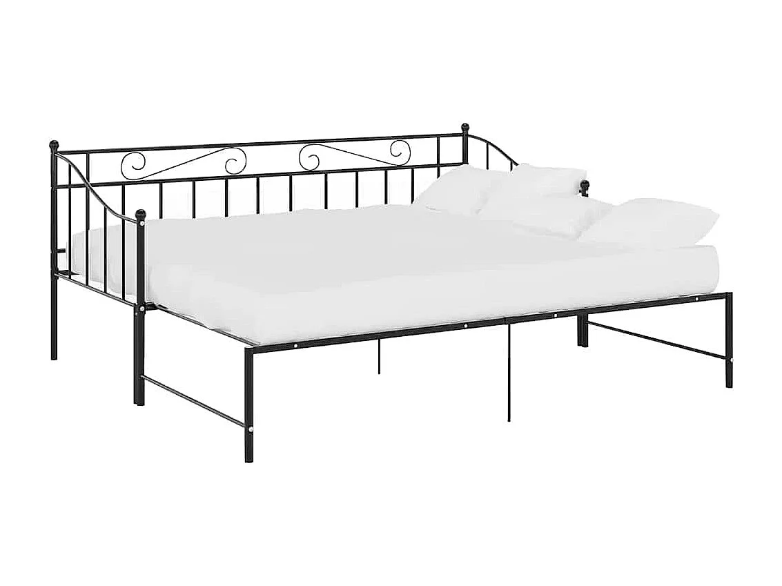 Divano letto estensibile senza materasso in metallo nero 90x200cm