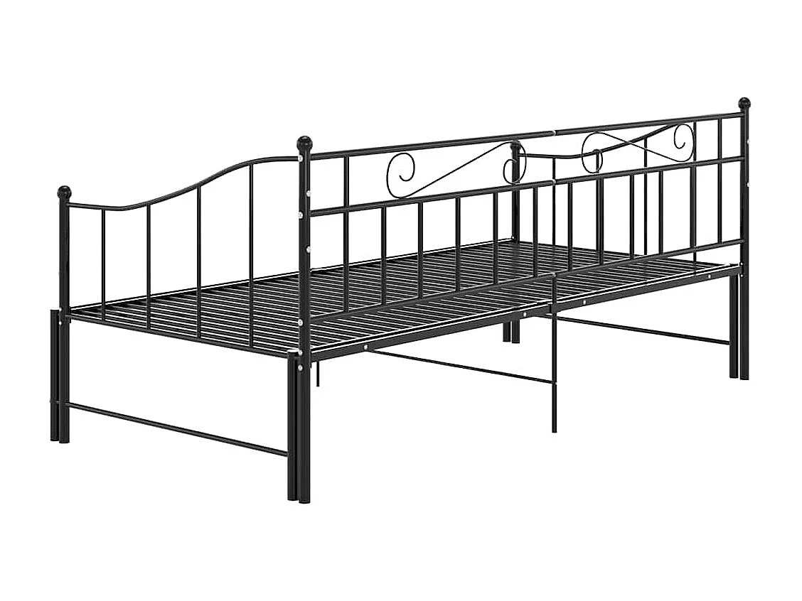 Divano letto estensibile senza materasso in metallo nero 90x200cm