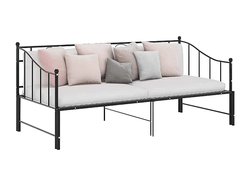 Cadre de canapé-lit extensible sans matelas Noir Métal 90x200cm