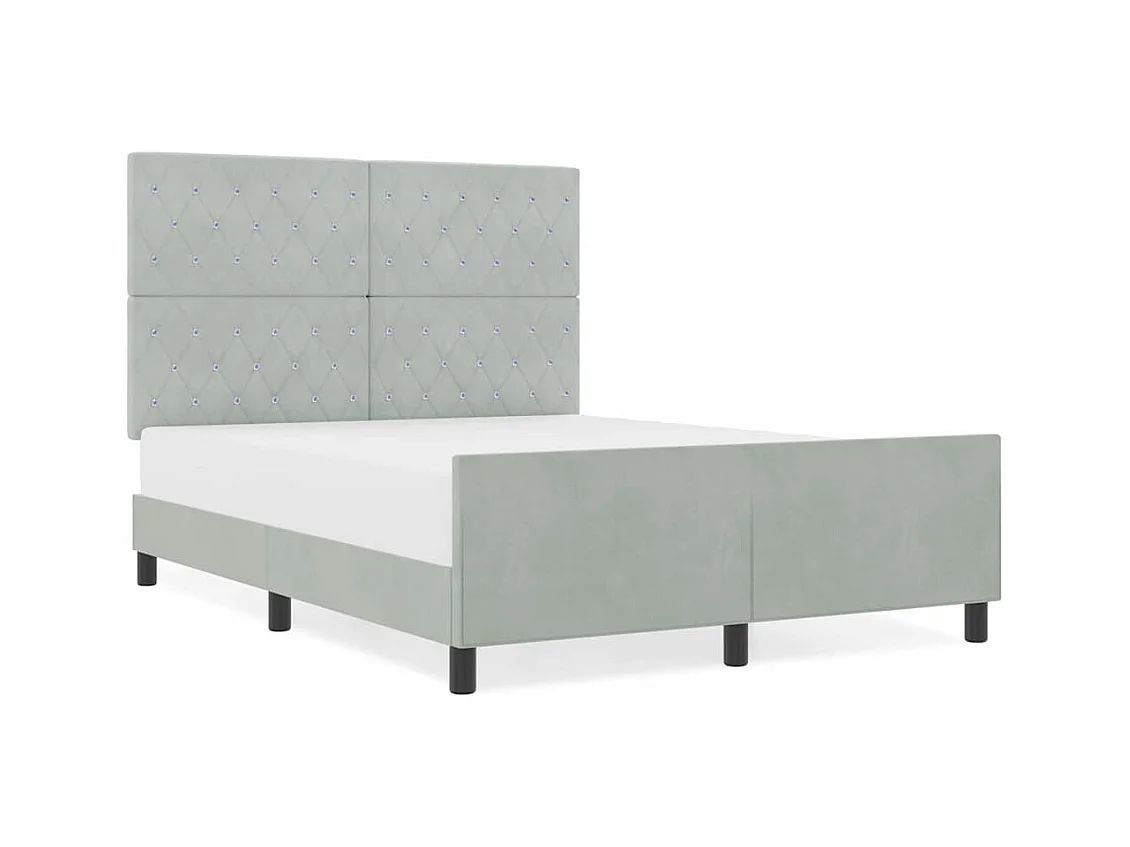 Struttura letto con testiera Grigio chiaro 160 x 200 cm Velluto
