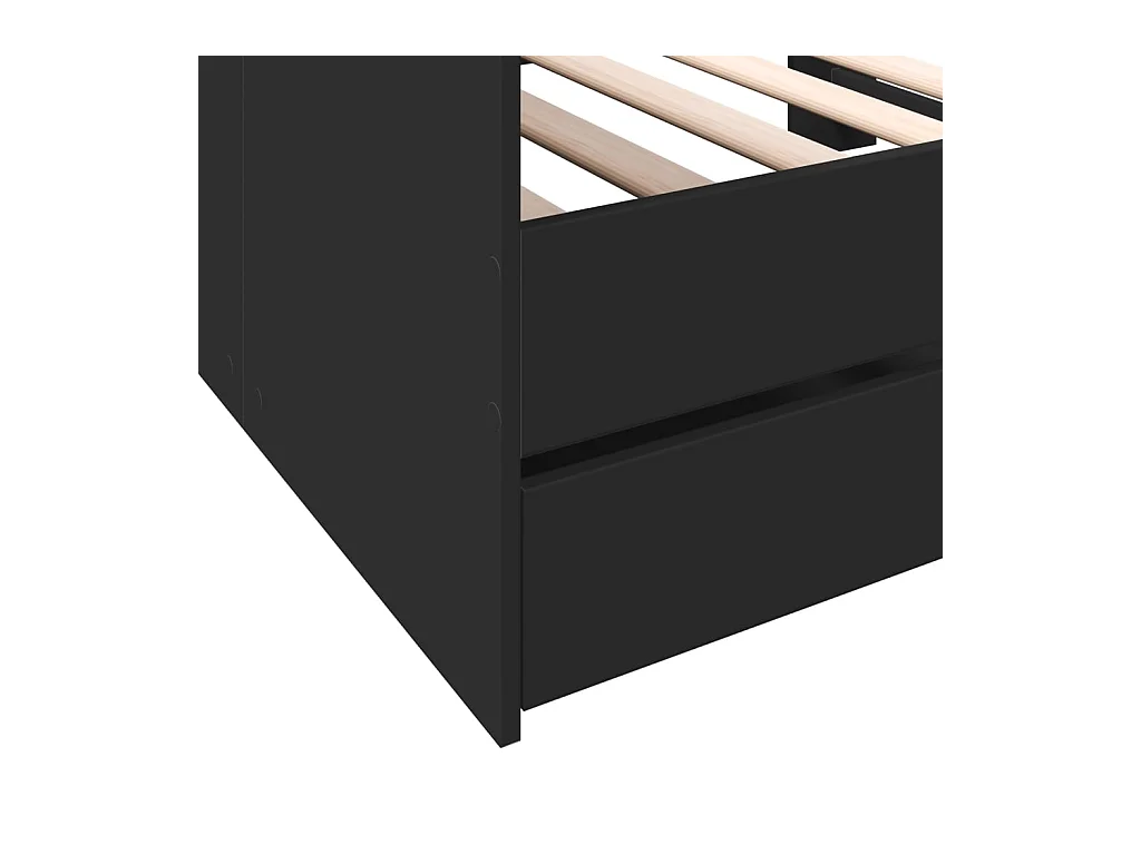 Divano letto con cassetti senza materasso nero 90x200 cm