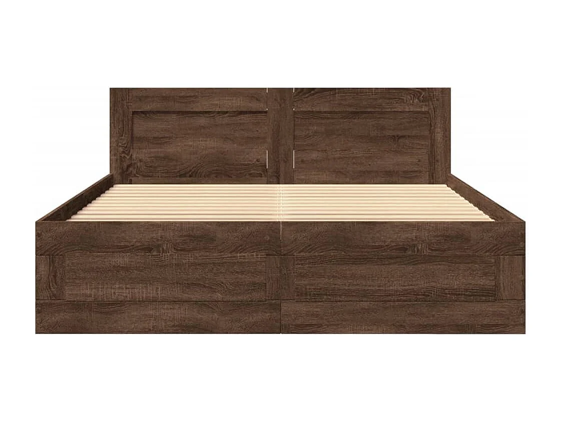 Estructura de cama y cabecero sin colchón roble marrón 120x200cm
