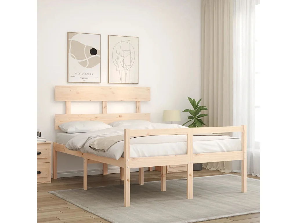 Letto per anziani e testiera 140x200 cm in legno massello