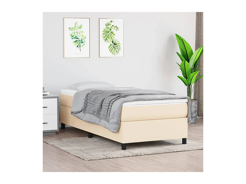 Estructura de cama sin colchón tela crema 80x200 cm