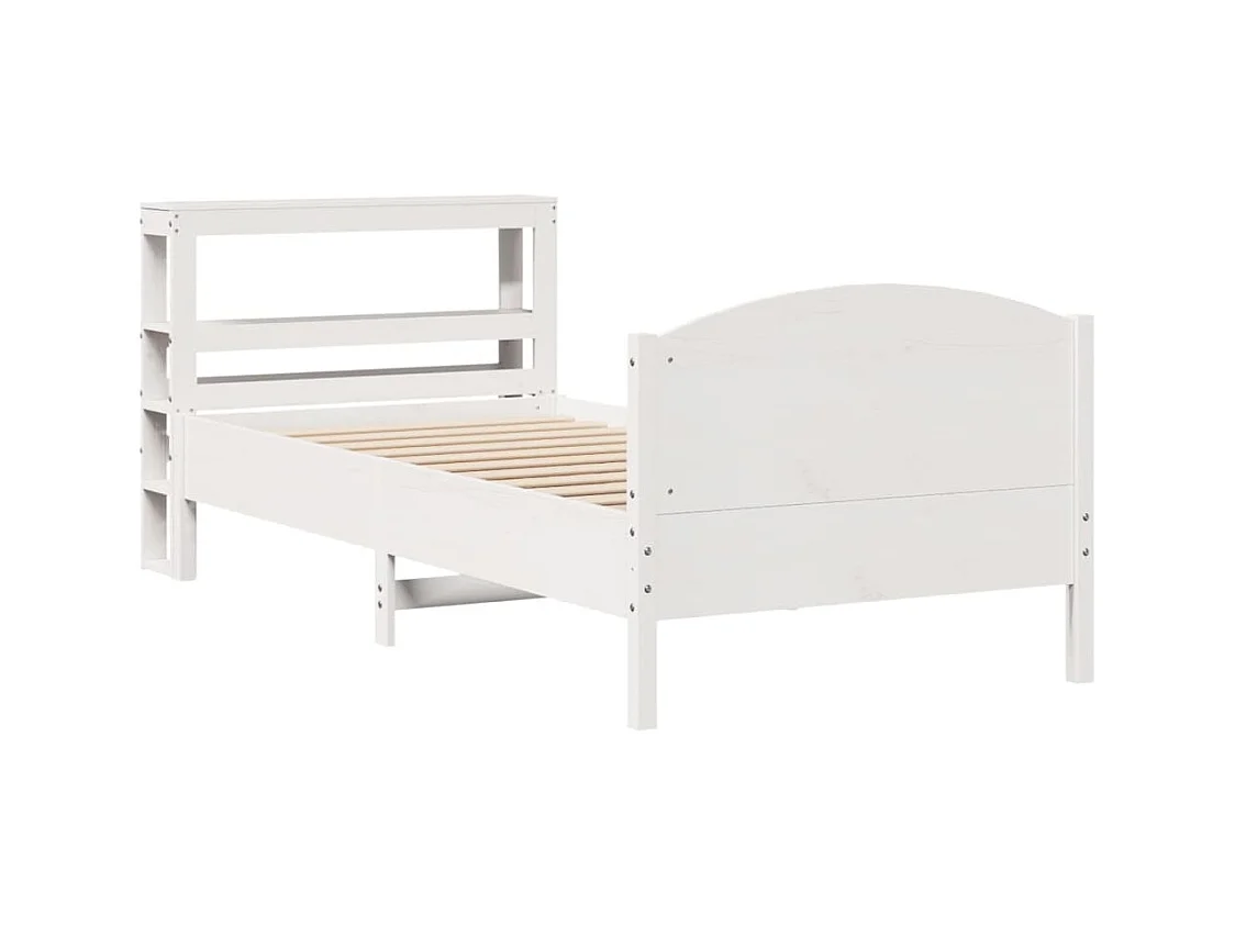 Estructura de cama sin colchón blanca 75x190 cm madera maciza de pino
