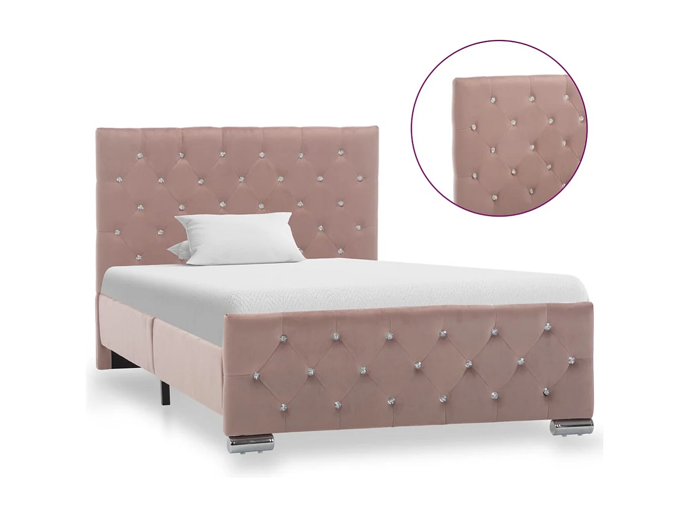 Cadre de lit sans matelas Rose Velours 100x200 cm