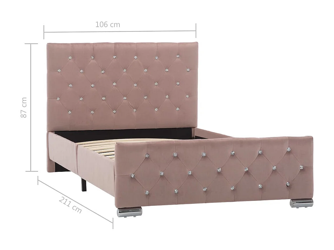 Cadre de lit sans matelas Rose Velours 100x200 cm