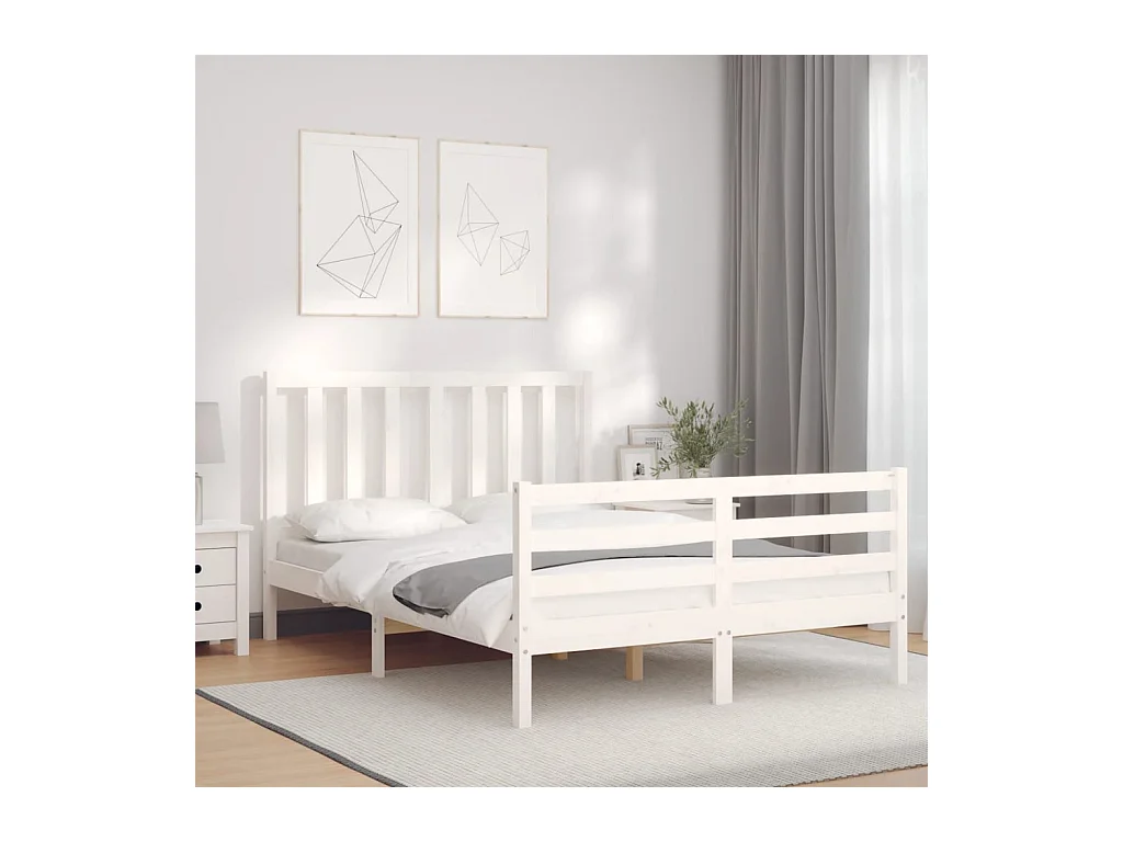 Cadre de lit sans matelas blanc 140x200 cm bois de pin massif