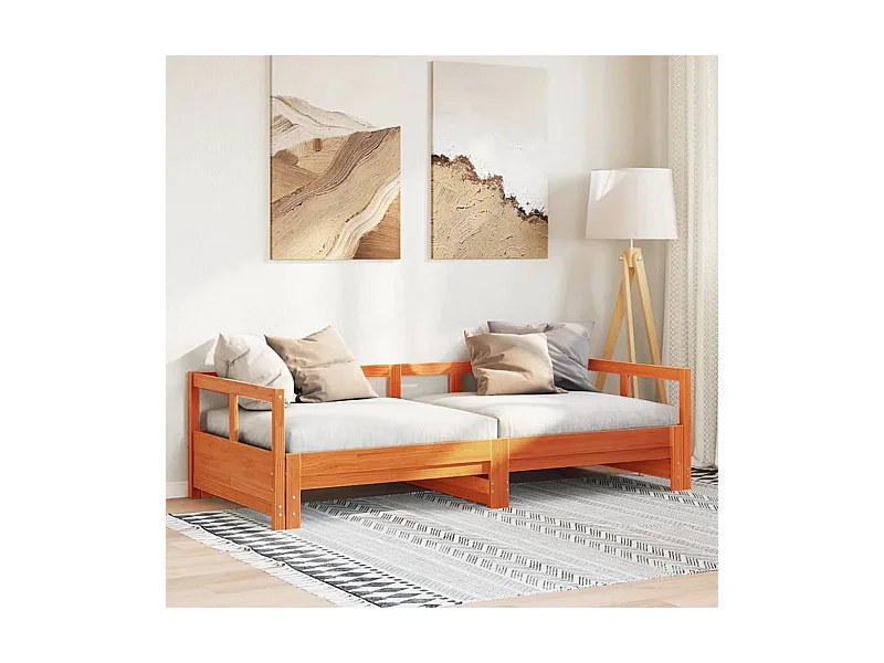 Dagbed zonder matras, bruine was, 80x200 cm, massief grenenhout