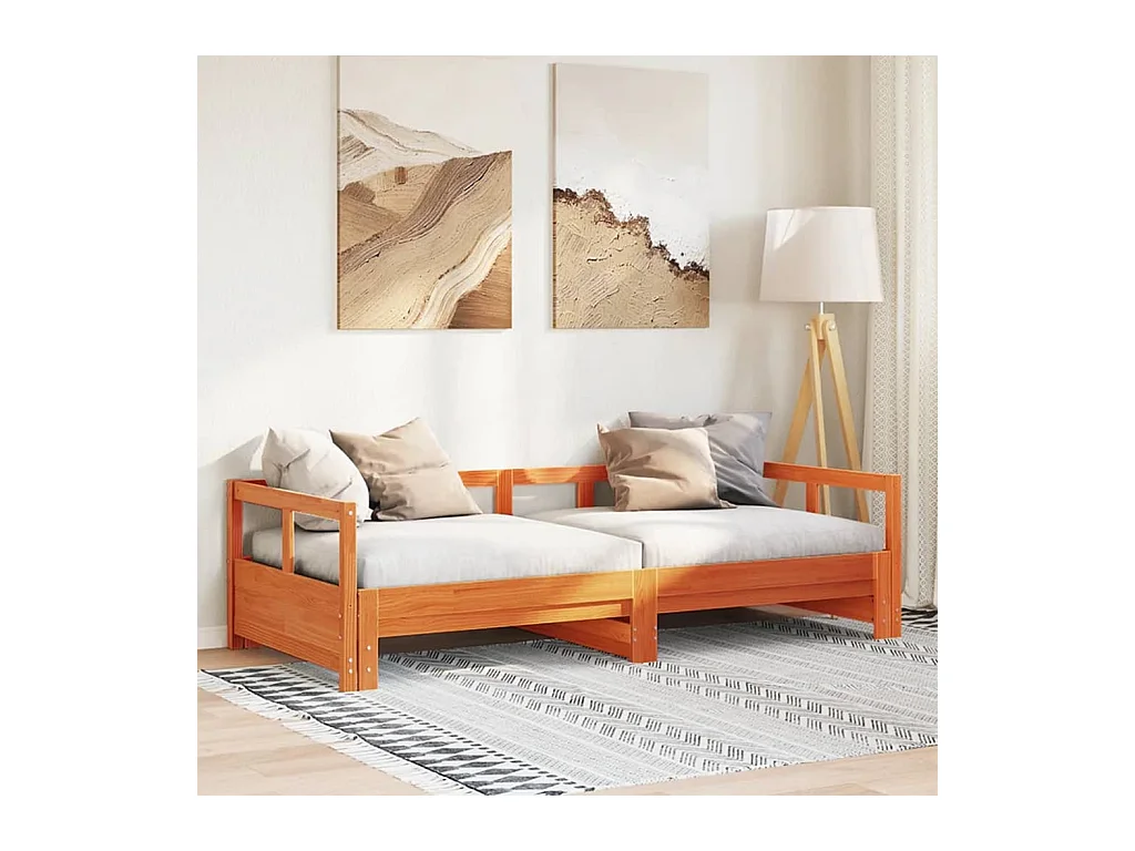 Dagbed zonder matras, bruine was, 80x200 cm, massief grenenhout