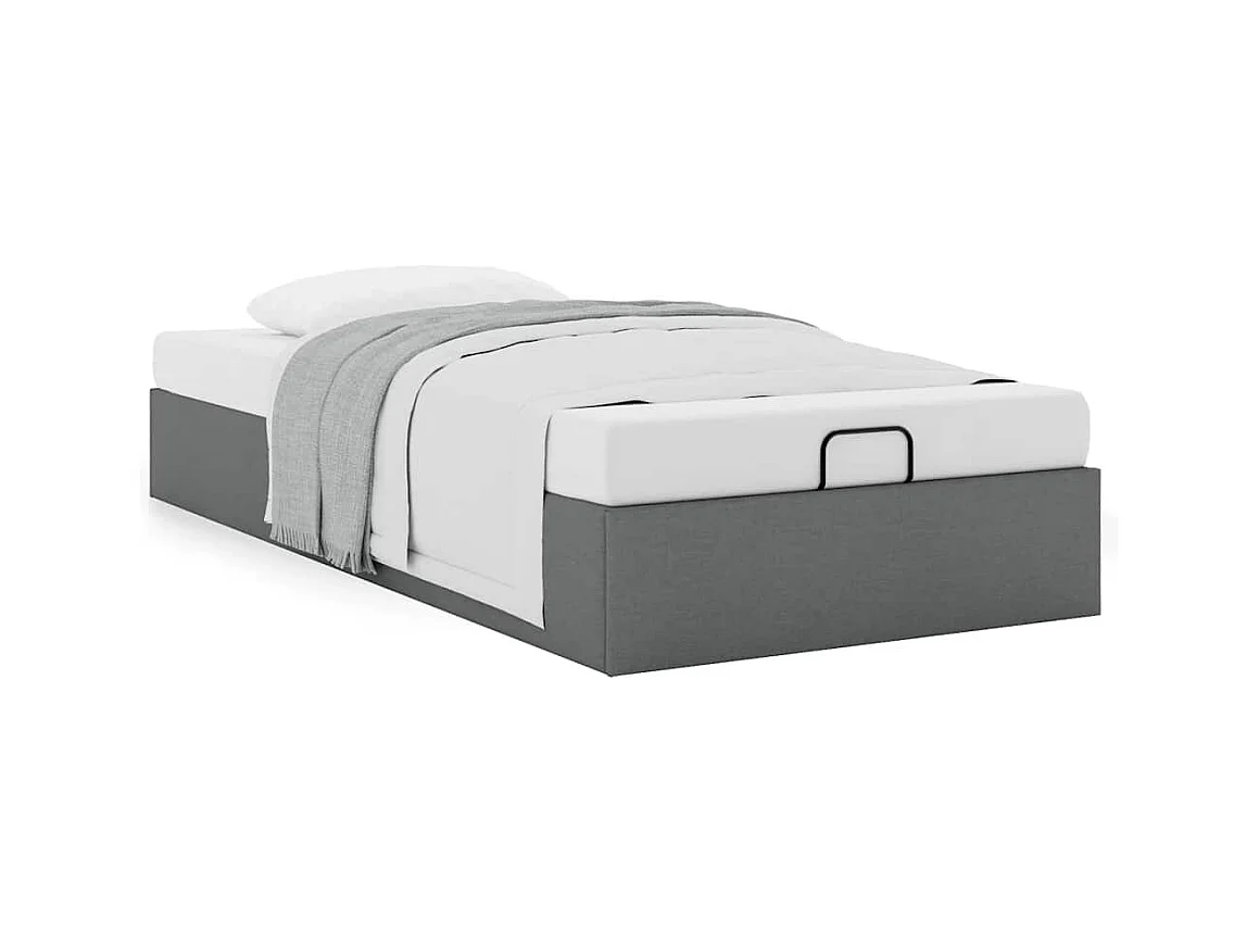 Cadre de lit ottoman sans matelas gris foncé 100x200 cm tissu