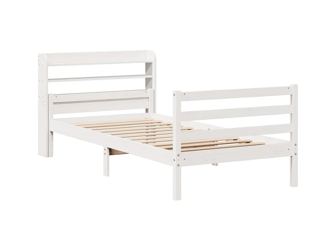 Struttura letto con testiera senza materasso bianco 100x200 cm
