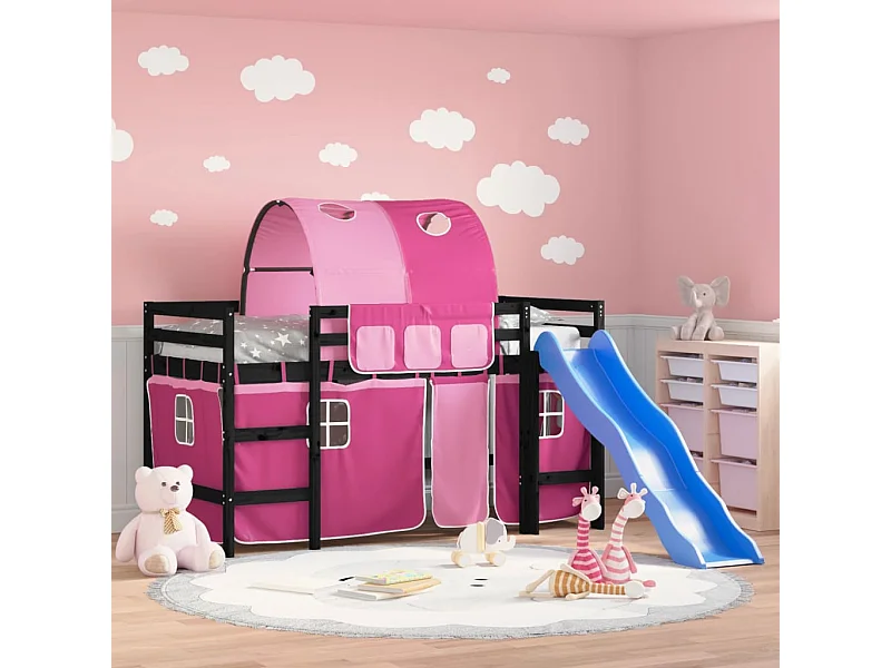 Kinderhoogslaper met tunnel zonder matras roze 80x200 cm