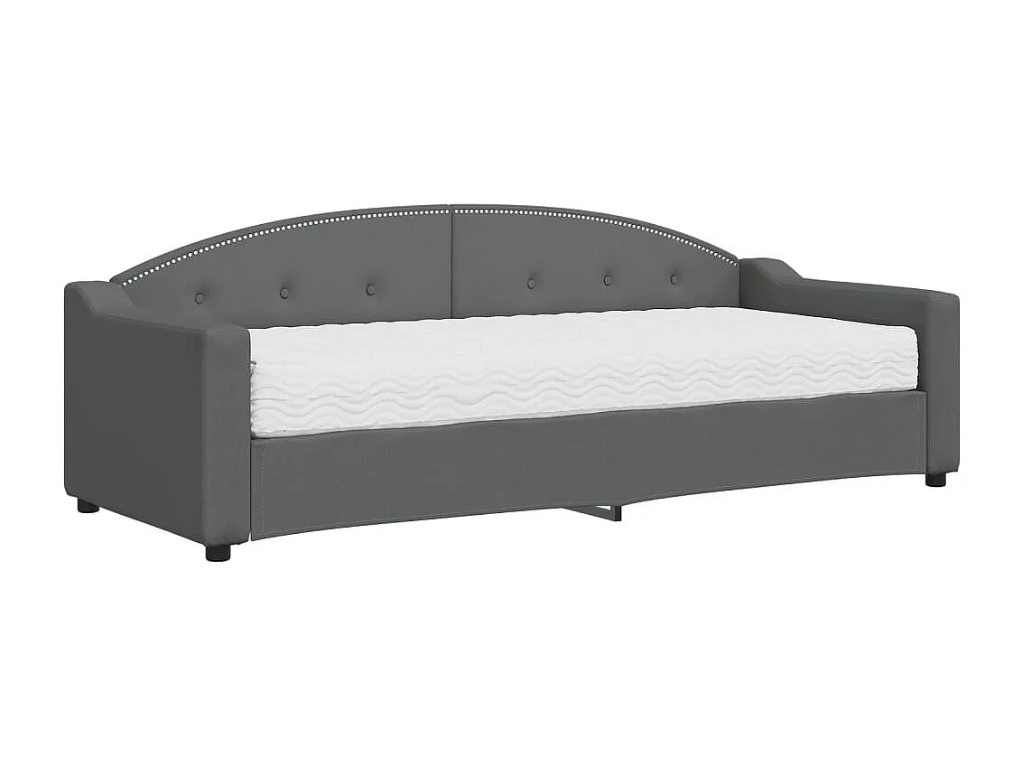 Lit de jour avec matelas gris foncé 80x200 cm tissu
