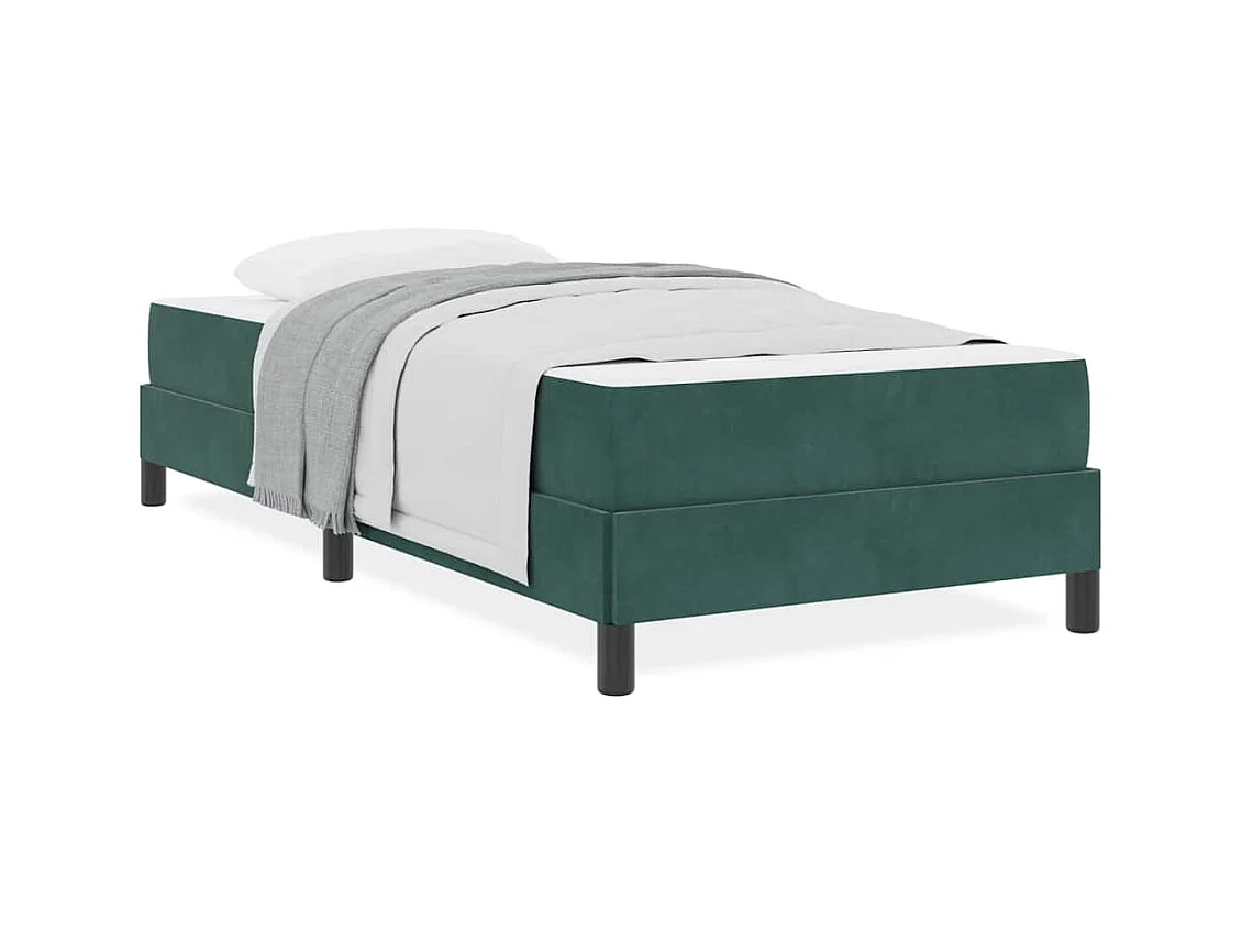 Letto a molle con materasso Verde scuro 90 x 190 cm Velluto