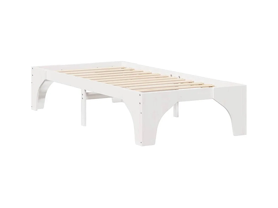 Verhoogd bedframe wit 90 x 190 cm massief grenenhout